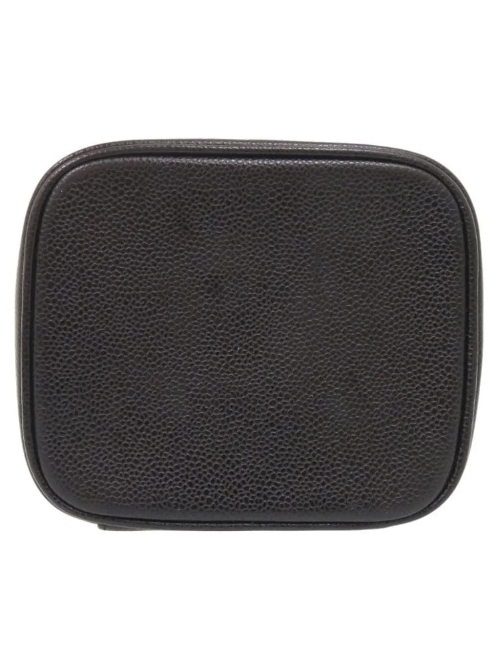 Chanel CC Logo Caviar Leather Black Gold Vanity Makeup Pouch